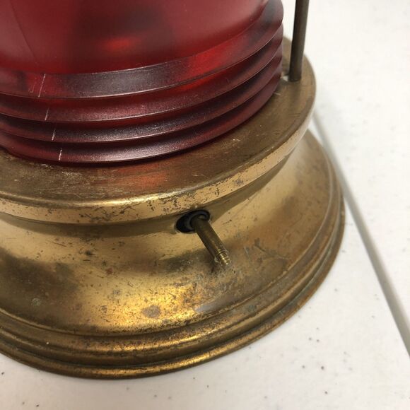 Vintage Nautical Marine Ships Copper and Brass Electric Red Lamp Anchor Working - Picture 7 of 9